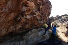 Bouldering in Hueco Tanks on 12/30/2018 with Blue Lizard Climbing and Yoga

Filename: SRM_20181230_1049570.jpg
Aperture: f/6.3
Shutter Speed: 1/250
Body: Canon EOS-1D Mark II
Lens: Canon EF 16-35mm f/2.8 L