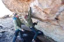 Bouldering in Hueco Tanks on 12/30/2018 with Blue Lizard Climbing and Yoga

Filename: SRM_20181230_1100361.jpg
Aperture: f/4.5
Shutter Speed: 1/200
Body: Canon EOS-1D Mark II
Lens: Canon EF 16-35mm f/2.8 L