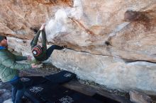 Bouldering in Hueco Tanks on 12/30/2018 with Blue Lizard Climbing and Yoga

Filename: SRM_20181230_1104200.jpg
Aperture: f/4.5
Shutter Speed: 1/200
Body: Canon EOS-1D Mark II
Lens: Canon EF 16-35mm f/2.8 L