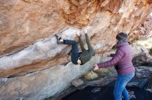 Bouldering in Hueco Tanks on 12/30/2018 with Blue Lizard Climbing and Yoga

Filename: SRM_20181230_1114050.jpg
Aperture: f/5.0
Shutter Speed: 1/250
Body: Canon EOS-1D Mark II
Lens: Canon EF 16-35mm f/2.8 L