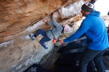 Bouldering in Hueco Tanks on 12/30/2018 with Blue Lizard Climbing and Yoga

Filename: SRM_20181230_1124271.jpg
Aperture: f/4.5
Shutter Speed: 1/250
Body: Canon EOS-1D Mark II
Lens: Canon EF 16-35mm f/2.8 L