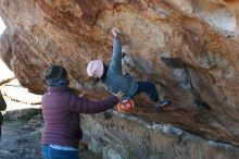 Bouldering in Hueco Tanks on 12/30/2018 with Blue Lizard Climbing and Yoga

Filename: SRM_20181230_1138091.jpg
Aperture: f/3.2
Shutter Speed: 1/400
Body: Canon EOS-1D Mark II
Lens: Canon EF 50mm f/1.8 II