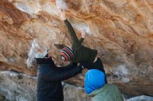 Bouldering in Hueco Tanks on 12/30/2018 with Blue Lizard Climbing and Yoga

Filename: SRM_20181230_1158180.jpg
Aperture: f/3.2
Shutter Speed: 1/320
Body: Canon EOS-1D Mark II
Lens: Canon EF 50mm f/1.8 II