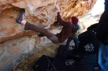 Bouldering in Hueco Tanks on 12/30/2018 with Blue Lizard Climbing and Yoga

Filename: SRM_20181230_1235250.jpg
Aperture: f/5.0
Shutter Speed: 1/250
Body: Canon EOS-1D Mark II
Lens: Canon EF 16-35mm f/2.8 L