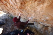 Bouldering in Hueco Tanks on 12/30/2018 with Blue Lizard Climbing and Yoga

Filename: SRM_20181230_1246020.jpg
Aperture: f/5.0
Shutter Speed: 1/250
Body: Canon EOS-1D Mark II
Lens: Canon EF 16-35mm f/2.8 L