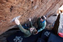 Bouldering in Hueco Tanks on 12/30/2018 with Blue Lizard Climbing and Yoga

Filename: SRM_20181230_1358130.jpg
Aperture: f/4.0
Shutter Speed: 1/250
Body: Canon EOS-1D Mark II
Lens: Canon EF 16-35mm f/2.8 L