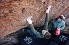 Bouldering in Hueco Tanks on 12/30/2018 with Blue Lizard Climbing and Yoga

Filename: SRM_20181230_1402220.jpg
Aperture: f/4.0
Shutter Speed: 1/250
Body: Canon EOS-1D Mark II
Lens: Canon EF 16-35mm f/2.8 L