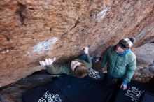 Bouldering in Hueco Tanks on 12/30/2018 with Blue Lizard Climbing and Yoga

Filename: SRM_20181230_1404040.jpg
Aperture: f/3.5
Shutter Speed: 1/250
Body: Canon EOS-1D Mark II
Lens: Canon EF 16-35mm f/2.8 L