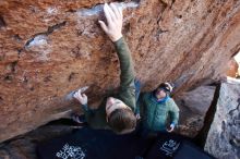 Bouldering in Hueco Tanks on 12/30/2018 with Blue Lizard Climbing and Yoga

Filename: SRM_20181230_1407570.jpg
Aperture: f/4.5
Shutter Speed: 1/250
Body: Canon EOS-1D Mark II
Lens: Canon EF 16-35mm f/2.8 L