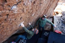 Bouldering in Hueco Tanks on 12/30/2018 with Blue Lizard Climbing and Yoga

Filename: SRM_20181230_1436390.jpg
Aperture: f/4.0
Shutter Speed: 1/250
Body: Canon EOS-1D Mark II
Lens: Canon EF 16-35mm f/2.8 L