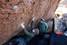 Bouldering in Hueco Tanks on 12/30/2018 with Blue Lizard Climbing and Yoga

Filename: SRM_20181230_1438360.jpg
Aperture: f/4.5
Shutter Speed: 1/250
Body: Canon EOS-1D Mark II
Lens: Canon EF 16-35mm f/2.8 L