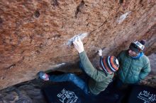 Bouldering in Hueco Tanks on 12/30/2018 with Blue Lizard Climbing and Yoga

Filename: SRM_20181230_1441290.jpg
Aperture: f/3.5
Shutter Speed: 1/250
Body: Canon EOS-1D Mark II
Lens: Canon EF 16-35mm f/2.8 L