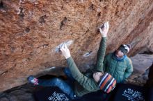 Bouldering in Hueco Tanks on 12/30/2018 with Blue Lizard Climbing and Yoga

Filename: SRM_20181230_1441310.jpg
Aperture: f/4.0
Shutter Speed: 1/250
Body: Canon EOS-1D Mark II
Lens: Canon EF 16-35mm f/2.8 L