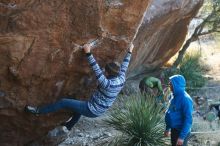 Bouldering in Hueco Tanks on 12/30/2018 with Blue Lizard Climbing and Yoga

Filename: SRM_20181230_1529430.jpg
Aperture: f/3.2
Shutter Speed: 1/400
Body: Canon EOS-1D Mark II
Lens: Canon EF 50mm f/1.8 II