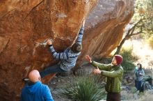 Bouldering in Hueco Tanks on 12/30/2018 with Blue Lizard Climbing and Yoga

Filename: SRM_20181230_1538470.jpg
Aperture: f/3.2
Shutter Speed: 1/400
Body: Canon EOS-1D Mark II
Lens: Canon EF 50mm f/1.8 II