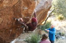 Bouldering in Hueco Tanks on 12/30/2018 with Blue Lizard Climbing and Yoga

Filename: SRM_20181230_1552360.jpg
Aperture: f/3.2
Shutter Speed: 1/320
Body: Canon EOS-1D Mark II
Lens: Canon EF 50mm f/1.8 II
