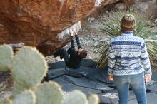 Bouldering in Hueco Tanks on 12/30/2018 with Blue Lizard Climbing and Yoga

Filename: SRM_20181230_1556450.jpg
Aperture: f/3.2
Shutter Speed: 1/320
Body: Canon EOS-1D Mark II
Lens: Canon EF 50mm f/1.8 II