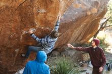 Bouldering in Hueco Tanks on 12/30/2018 with Blue Lizard Climbing and Yoga

Filename: SRM_20181230_1557580.jpg
Aperture: f/3.2
Shutter Speed: 1/400
Body: Canon EOS-1D Mark II
Lens: Canon EF 50mm f/1.8 II