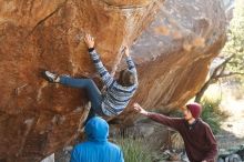 Bouldering in Hueco Tanks on 12/30/2018 with Blue Lizard Climbing and Yoga

Filename: SRM_20181230_1558080.jpg
Aperture: f/3.2
Shutter Speed: 1/400
Body: Canon EOS-1D Mark II
Lens: Canon EF 50mm f/1.8 II