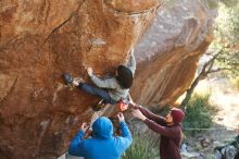 Bouldering in Hueco Tanks on 12/30/2018 with Blue Lizard Climbing and Yoga

Filename: SRM_20181230_1559090.jpg
Aperture: f/3.2
Shutter Speed: 1/400
Body: Canon EOS-1D Mark II
Lens: Canon EF 50mm f/1.8 II