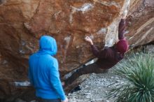 Bouldering in Hueco Tanks on 12/30/2018 with Blue Lizard Climbing and Yoga

Filename: SRM_20181230_1601570.jpg
Aperture: f/3.2
Shutter Speed: 1/250
Body: Canon EOS-1D Mark II
Lens: Canon EF 50mm f/1.8 II