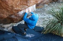 Bouldering in Hueco Tanks on 12/30/2018 with Blue Lizard Climbing and Yoga

Filename: SRM_20181230_1619000.jpg
Aperture: f/2.5
Shutter Speed: 1/250
Body: Canon EOS-1D Mark II
Lens: Canon EF 50mm f/1.8 II