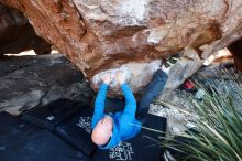 Bouldering in Hueco Tanks on 12/30/2018 with Blue Lizard Climbing and Yoga

Filename: SRM_20181230_1623270.jpg
Aperture: f/3.5
Shutter Speed: 1/200
Body: Canon EOS-1D Mark II
Lens: Canon EF 16-35mm f/2.8 L