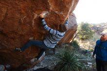 Bouldering in Hueco Tanks on 12/30/2018 with Blue Lizard Climbing and Yoga

Filename: SRM_20181230_1626000.jpg
Aperture: f/8.0
Shutter Speed: 1/200
Body: Canon EOS-1D Mark II
Lens: Canon EF 16-35mm f/2.8 L