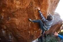 Bouldering in Hueco Tanks on 12/30/2018 with Blue Lizard Climbing and Yoga

Filename: SRM_20181230_1626221.jpg
Aperture: f/7.1
Shutter Speed: 1/200
Body: Canon EOS-1D Mark II
Lens: Canon EF 16-35mm f/2.8 L