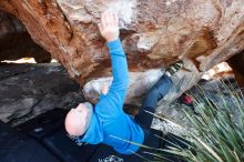 Bouldering in Hueco Tanks on 12/30/2018 with Blue Lizard Climbing and Yoga

Filename: SRM_20181230_1627540.jpg
Aperture: f/4.5
Shutter Speed: 1/200
Body: Canon EOS-1D Mark II
Lens: Canon EF 16-35mm f/2.8 L