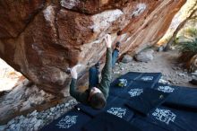 Bouldering in Hueco Tanks on 12/30/2018 with Blue Lizard Climbing and Yoga

Filename: SRM_20181230_1648290.jpg
Aperture: f/3.2
Shutter Speed: 1/250
Body: Canon EOS-1D Mark II
Lens: Canon EF 16-35mm f/2.8 L
