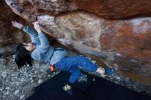 Bouldering in Hueco Tanks on 12/30/2018 with Blue Lizard Climbing and Yoga

Filename: SRM_20181230_1652091.jpg
Aperture: f/3.5
Shutter Speed: 1/250
Body: Canon EOS-1D Mark II
Lens: Canon EF 16-35mm f/2.8 L