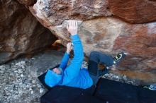 Bouldering in Hueco Tanks on 12/30/2018 with Blue Lizard Climbing and Yoga

Filename: SRM_20181230_1703570.jpg
Aperture: f/4.0
Shutter Speed: 1/200
Body: Canon EOS-1D Mark II
Lens: Canon EF 16-35mm f/2.8 L