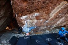 Bouldering in Hueco Tanks on 12/30/2018 with Blue Lizard Climbing and Yoga

Filename: SRM_20181230_1716410.jpg
Aperture: f/4.0
Shutter Speed: 1/200
Body: Canon EOS-1D Mark II
Lens: Canon EF 16-35mm f/2.8 L