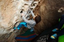 Bouldering in Hueco Tanks on 01/01/2019 with Blue Lizard Climbing and Yoga

Filename: SRM_20190101_1038340.jpg
Aperture: f/3.2
Shutter Speed: 1/200
Body: Canon EOS-1D Mark II
Lens: Canon EF 16-35mm f/2.8 L