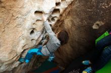 Bouldering in Hueco Tanks on 01/01/2019 with Blue Lizard Climbing and Yoga

Filename: SRM_20190101_1038341.jpg
Aperture: f/3.5
Shutter Speed: 1/200
Body: Canon EOS-1D Mark II
Lens: Canon EF 16-35mm f/2.8 L