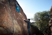 Bouldering in Hueco Tanks on 01/01/2019 with Blue Lizard Climbing and Yoga

Filename: SRM_20190101_1219140.jpg
Aperture: f/7.1
Shutter Speed: 1/250
Body: Canon EOS-1D Mark II
Lens: Canon EF 16-35mm f/2.8 L