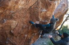 Bouldering in Hueco Tanks on 01/01/2019 with Blue Lizard Climbing and Yoga

Filename: SRM_20190101_1321560.jpg
Aperture: f/4.0
Shutter Speed: 1/250
Body: Canon EOS-1D Mark II
Lens: Canon EF 50mm f/1.8 II