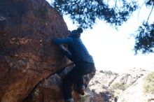 Bouldering in Hueco Tanks on 01/01/2019 with Blue Lizard Climbing and Yoga

Filename: SRM_20190101_1322370.jpg
Aperture: f/7.1
Shutter Speed: 1/250
Body: Canon EOS-1D Mark II
Lens: Canon EF 50mm f/1.8 II