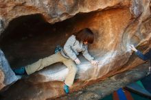 Bouldering in Hueco Tanks on 12/31/2018 with Blue Lizard Climbing and Yoga

Filename: SRM_20181231_1645170.jpg
Aperture: f/3.5
Shutter Speed: 1/200
Body: Canon EOS-1D Mark II
Lens: Canon EF 16-35mm f/2.8 L