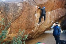 Bouldering in Hueco Tanks on 01/02/2019 with Blue Lizard Climbing and Yoga

Filename: SRM_20190102_1015350.jpg
Aperture: f/2.8
Shutter Speed: 1/640
Body: Canon EOS-1D Mark II
Lens: Canon EF 16-35mm f/2.8 L