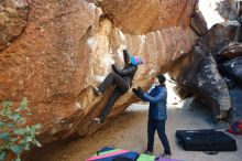 Bouldering in Hueco Tanks on 01/02/2019 with Blue Lizard Climbing and Yoga

Filename: SRM_20190102_1028540.jpg
Aperture: f/5.0
Shutter Speed: 1/250
Body: Canon EOS-1D Mark II
Lens: Canon EF 16-35mm f/2.8 L