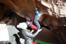 Bouldering in Hueco Tanks on 01/02/2019 with Blue Lizard Climbing and Yoga

Filename: SRM_20190102_1058110.jpg
Aperture: f/5.0
Shutter Speed: 1/800
Body: Canon EOS-1D Mark II
Lens: Canon EF 16-35mm f/2.8 L