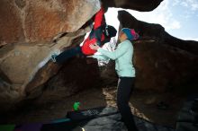 Bouldering in Hueco Tanks on 01/02/2019 with Blue Lizard Climbing and Yoga

Filename: SRM_20190102_1117480.jpg
Aperture: f/8.0
Shutter Speed: 1/250
Body: Canon EOS-1D Mark II
Lens: Canon EF 16-35mm f/2.8 L