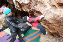 Bouldering in Hueco Tanks on 01/02/2019 with Blue Lizard Climbing and Yoga

Filename: SRM_20190102_1331370.jpg
Aperture: f/5.6
Shutter Speed: 1/250
Body: Canon EOS-1D Mark II
Lens: Canon EF 16-35mm f/2.8 L