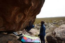 Bouldering in Hueco Tanks on 01/02/2019 with Blue Lizard Climbing and Yoga

Filename: SRM_20190102_1428140.jpg
Aperture: f/10.0
Shutter Speed: 1/320
Body: Canon EOS-1D Mark II
Lens: Canon EF 16-35mm f/2.8 L