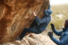 Bouldering in Hueco Tanks on 01/02/2019 with Blue Lizard Climbing and Yoga

Filename: SRM_20190102_1456570.jpg
Aperture: f/2.5
Shutter Speed: 1/400
Body: Canon EOS-1D Mark II
Lens: Canon EF 50mm f/1.8 II