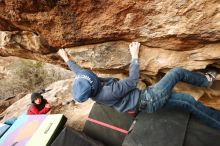 Bouldering in Hueco Tanks on 01/02/2019 with Blue Lizard Climbing and Yoga

Filename: SRM_20190102_1511100.jpg
Aperture: f/5.6
Shutter Speed: 1/250
Body: Canon EOS-1D Mark II
Lens: Canon EF 16-35mm f/2.8 L