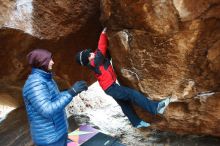 Bouldering in Hueco Tanks on 01/02/2019 with Blue Lizard Climbing and Yoga

Filename: SRM_20190102_1550480.jpg
Aperture: f/2.8
Shutter Speed: 1/320
Body: Canon EOS-1D Mark II
Lens: Canon EF 16-35mm f/2.8 L