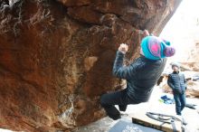 Bouldering in Hueco Tanks on 01/02/2019 with Blue Lizard Climbing and Yoga

Filename: SRM_20190102_1553180.jpg
Aperture: f/2.8
Shutter Speed: 1/200
Body: Canon EOS-1D Mark II
Lens: Canon EF 16-35mm f/2.8 L